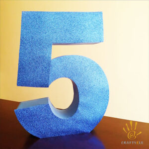 3D Number 5 Blue Glitters Birthday Party Decoration 18in