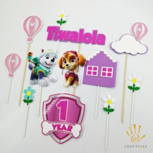 Cake Topper Paw Patrol Character Cartoon Kids Baby Children First Birthday Party Decoration Personalized Name