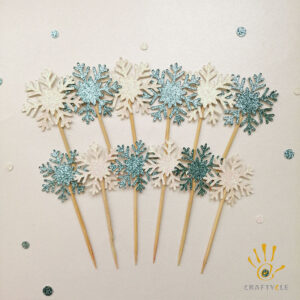 Cupcake Topper Snowflakes Disney Frozen Theme Personalized Birthday Party Decoration 12pcs