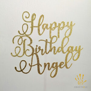 Cake Topper Happy Birthday Angel Cake Topper Gold Glitters