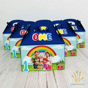 Favour Boxes Personalised Cocomelon Birthday Party Treat Favour Gift Packaging Boxes