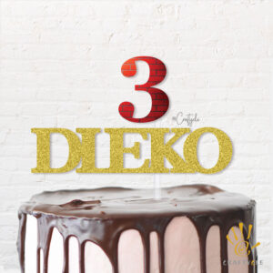 Three 3 Dieko Golden Brick Cake Topper Gold  Spiderman Glitter