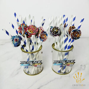 Straw Props Personalised Beyblade Anime Character Birthday Party Decoration 12pcs